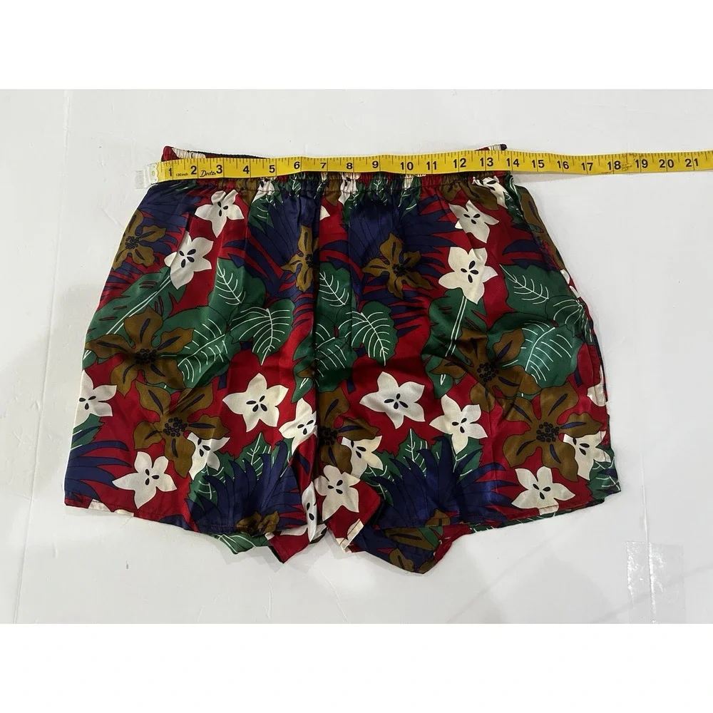 Vintage Mens 100% Silk Boxers Size S 90s Pajama Boxer Shorts Tropical Floral Y2K